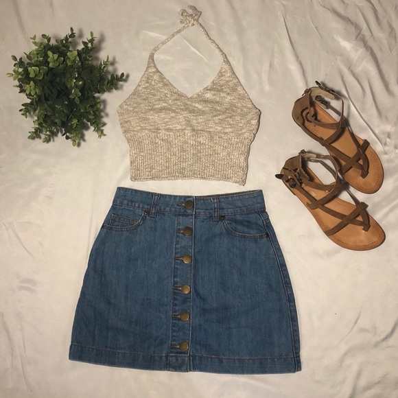 Beige Knit Halter Top - Picture 3 of 5